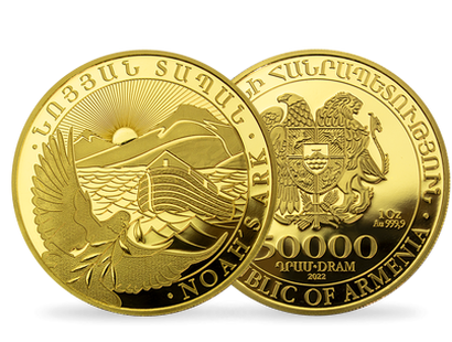 Monnaie d'1 once d'or le plus pur «Arche de Noé» Arménie 2022
