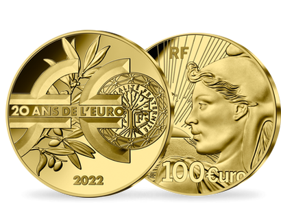 Monnaie en or pur de 100 euros « 20 ans de l'Euro » 2022
