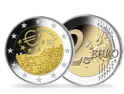 Andorre 2022 : Pièce commémorative de 2 euros «10 ans de convention monétaire avec l'UE»