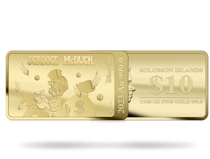 Goldbarren-Münze "Disney 100 – Dagobert Duck"