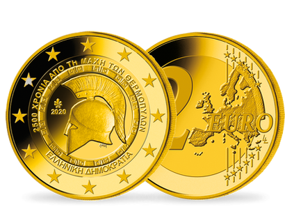 La 2 Euros commémorative dorée « Bataille des Thermopyles »