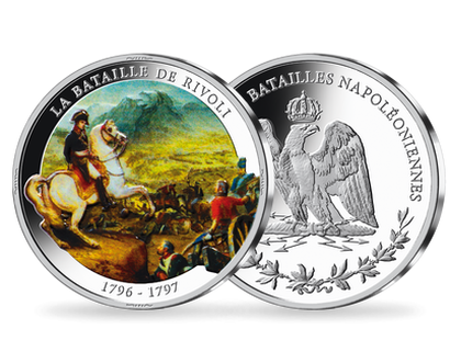 Frappe en argent colorisé «Napoléon - Bataille de Rivoli en Italie de 1796 à 1797»