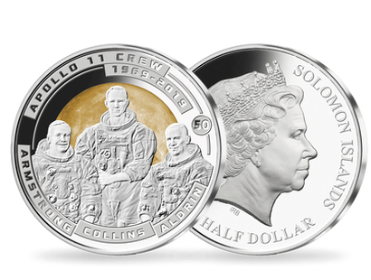 Monnaie Half Dollar argenté «Équipage Apollo 11» Salomon 2019 