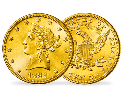 Monnaie ancienne en or de 10 Dollars « Liberty Head 1866-1907 » 