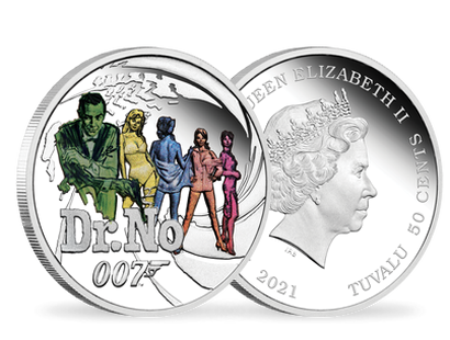 Monnaie argentée & colorisée «James Bond 007 contre Dr. No» 2021