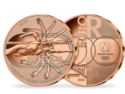 Monnaie de 1/4 Euro en acier cuivré «PARIS 2024 - Les Sports: Natation» 2021