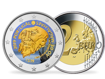 Monnaie de 2 Euros colorisée «Magellan» Portugal 2019