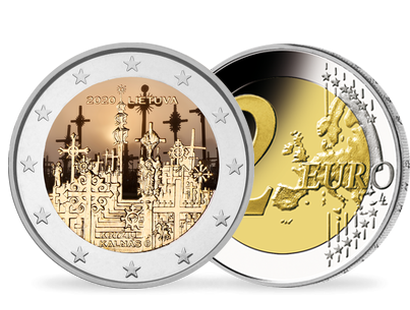 Monnaie de 2 Euros colorisée «Colline des Croix» Lituanie 2020