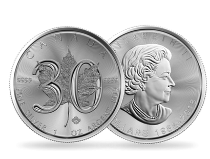 La nouvelle 5 dollars argent Canada 2018  «30ème anniversaire Feuille d’érable »