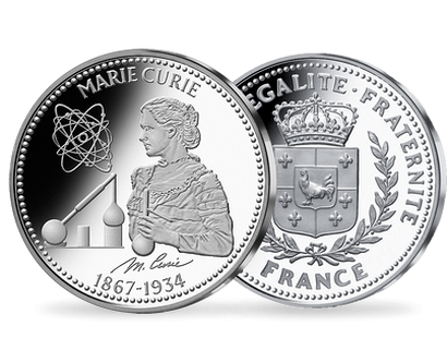 Frappe en argent pur en hommage à Marie Curie