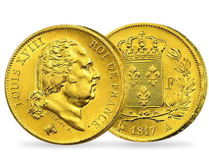Monnaie de 40 francs en or massif «Louis XVIII Buste nu»