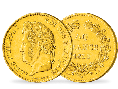 Monnaie ancienne en or «40 francs Or Louis-Philippe Tête Laurée »