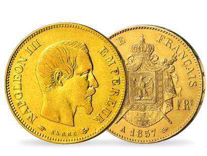 Monnaie de 100 Francs en or massif «Napoléon III Tête Nue»