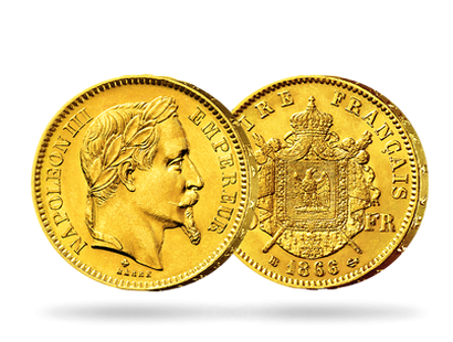 Monnaie ancienne 20 Francs en or massif «Napoléon III Tête Laurée»