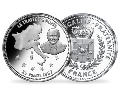 Frappe en argent pur La France Victorieuse: «Le Traité de Rome»