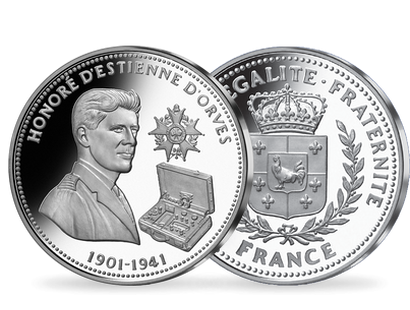 Frappe en argent pur La France Victorieuse: «Honoré d’Estienne d’Orves 1901-1941»