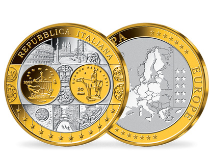 Première frappe en hommage à l'Euro en cuivre argenté: «Italie»