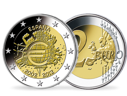 Monnaie de 2 Euros «10 ans de l’Euro» Espagne 2012
