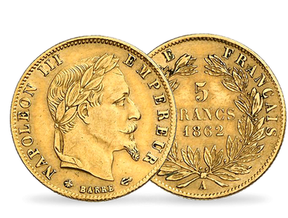 Monnaie ancienne française 5 Francs or «Napoléon III Tête Laurée»