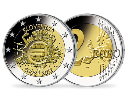 Monnaie de 2 Euros Slovénie «10 ans de l'Euro» Slovénie 2012