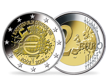 Monnaie de 2 Euros «10 ans de l'Euro» Allemagne 2012