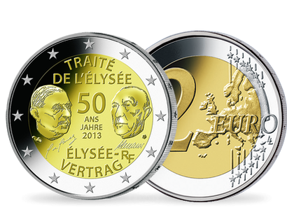 Monnaie de 2 Euros «Le cinquantenaire du Traité de l'Élysée» France / Allemagne 2013 
