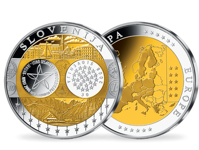 Première frappe en hommage à l'Euro en cuivre argenté: «Slovénie»
