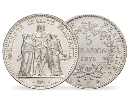 Monnaie de 5 Francs en argent massif «Hercule IIIème République»
