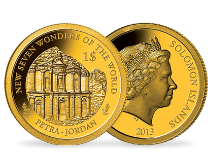 Monnaie de 1 Dollar en or Les plus petites monnaies en or du monde « La cité de Pétra » 2013