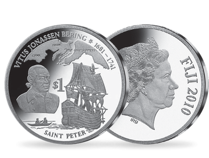 Monnaie de 1 Dollar en argent pur Les Grands Navires de l'Histoire « Vitus Jonassen Bering - Saint Peter » 2010