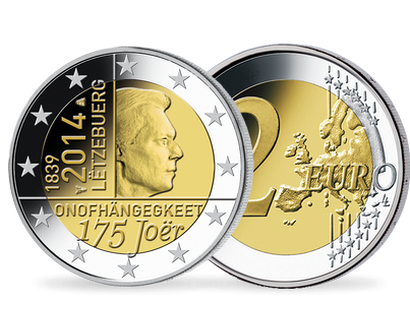 Monnaie de 2 Euros «175e anniversaire de l'indépendance» Luxembourg 2014