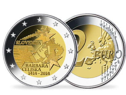 Monnaie de 2 Euros «600e anniversaire du couronnement de Barbara de Celje» Slovénie 2014