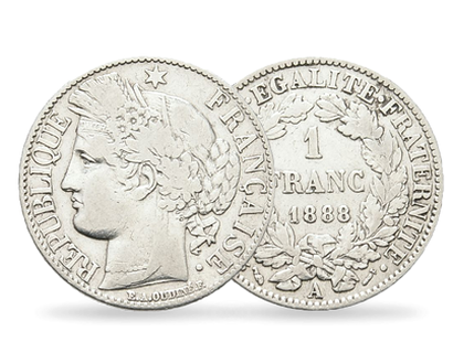 Monnaie de 1 Franc en argent massif «Cérès - IIIème République»