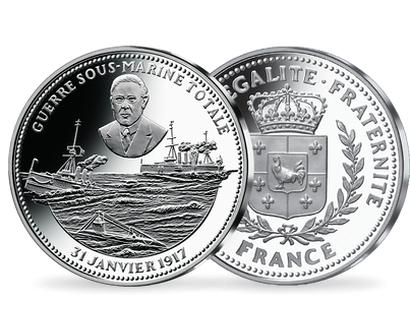 Frappe en argent pur La France Victorieuse: «La Guerre sous-marine totale»