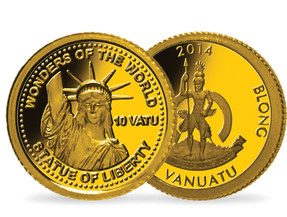 Monnaie de 10 Vatu en or Les plus petites monnaies en or du monde « La Statue de la Liberté » 2014