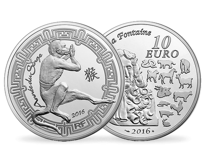 Monnaie de 10 Euros en argent massif «Année du singe» 2016