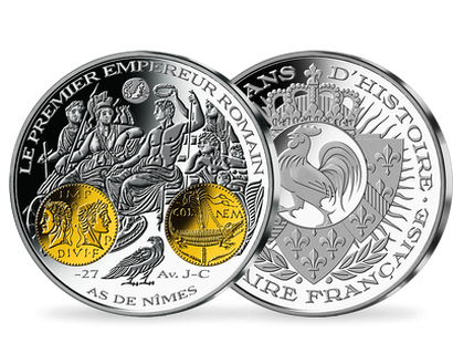 Frappe en argent pur 2000 ans d'histoire monétaire française: «As de Nîmes-Auguste -27 av.JC»