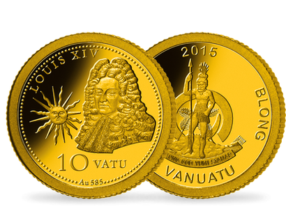 Monnaie 10 Vatu en or pur "Louis XIV"