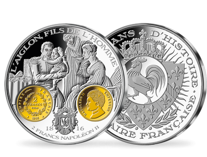 Frappe en argent pur 2000 ans d'histoire monétaire française: «2 Francs Napoléon II 1816»