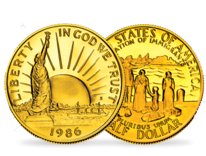 Monnaie Half dollar dorée à l’or pur « La Statue de la Liberté »