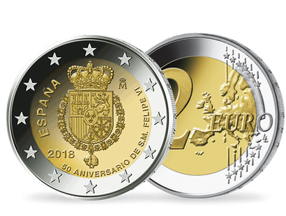 Monnaie de 2 Euros "50ème anniversaire du roi Felipe VI" Espagne 2018