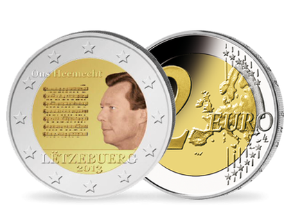 Monnaie 2 Euros colorisée « Hymne national du grand-duché » Luxembourg 2013