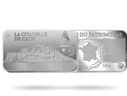 Le lingot du patrimoine en argent pur «La Citadelle de Calvi»