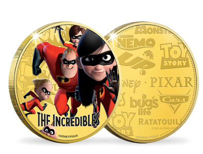 Frappe officielle colorisée & dorée à l'or pur «Disney - Pixar: Les Indestructibles»