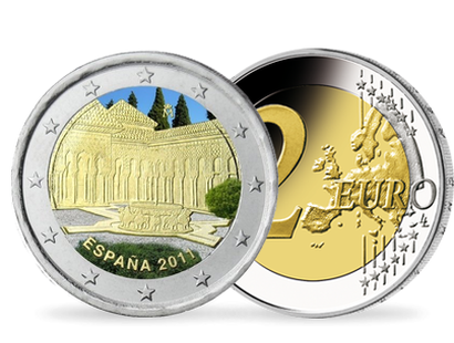 Monnaie 2 Euros colorisée « L’Alhambra » Espagne 2011
