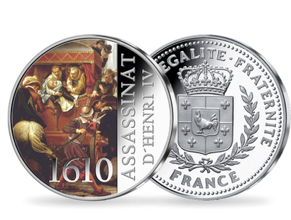 Frappe en argent colorisé « 1610, assassinat d’Henri IV »
