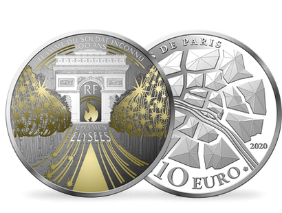 Monnaie de 10 Euros en argent colorisé «Champs Élysée» 2020