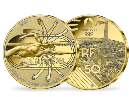 Monnaie de 50 Euros en or pur «PARIS 2024 - Les Sports: Natation» 2021 