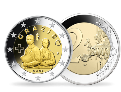 Monnaie commémorative de 2 Euros « Grazie » Italie 2021