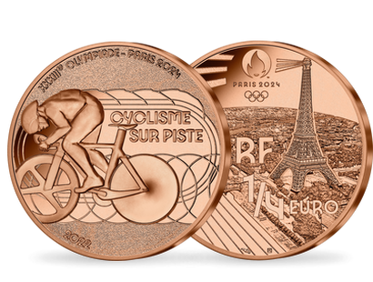 Monnaie de 1/4 Euro en acier cuivré «PARIS 2024 - Les Sports: Cyclisme sur piste» 2022